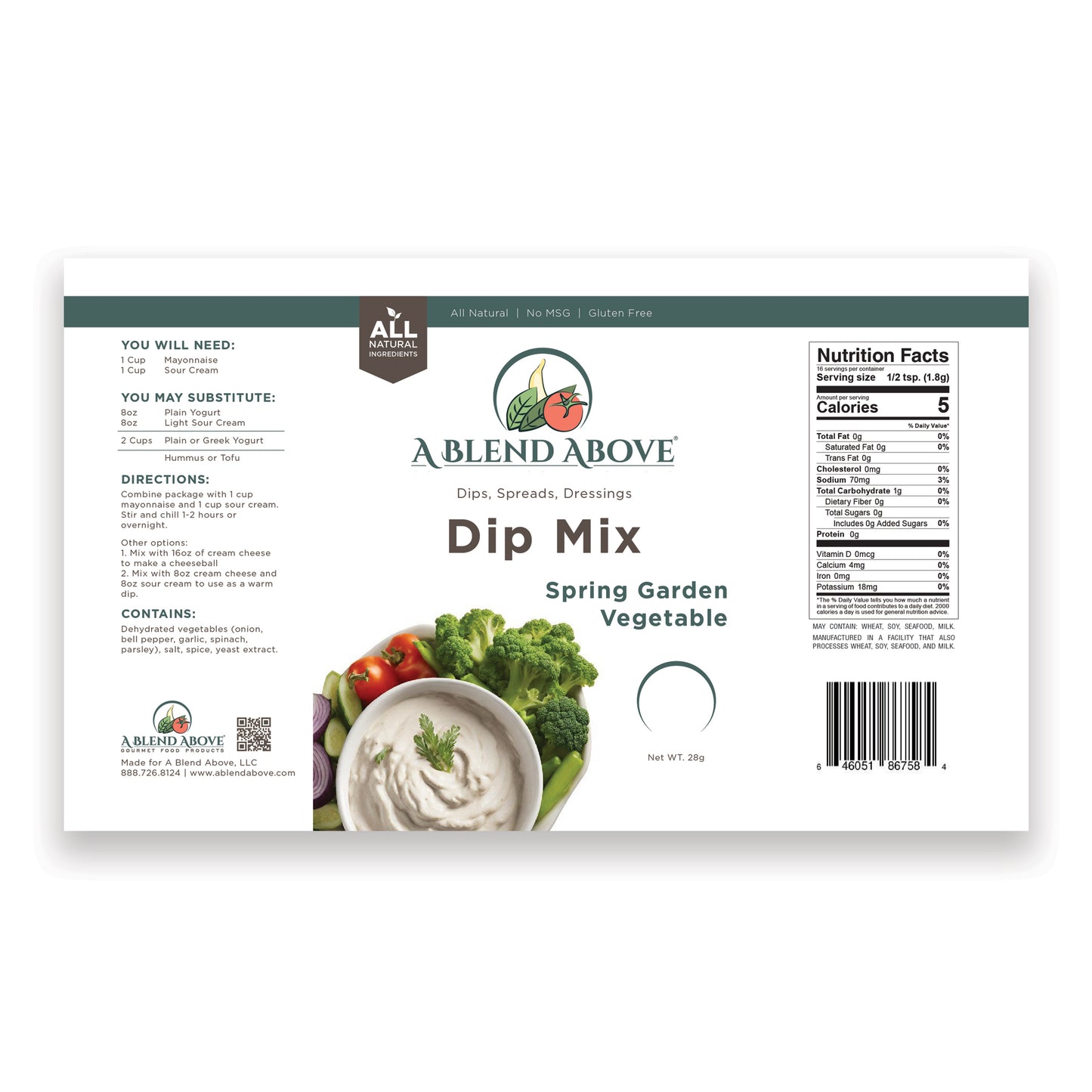 Spring Garden Vegetable Dip Mix